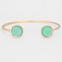 Seafoam Dust Druzy Duo Stones Cuff Bracelet